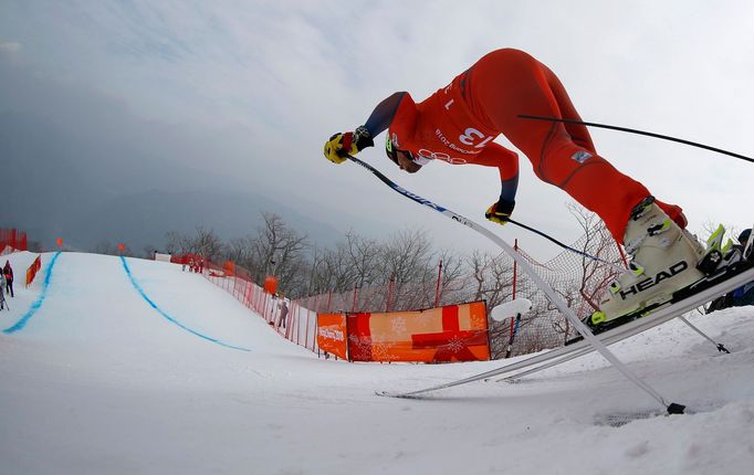 Kjetil Jansrud při tréninku na olympijský sjezd