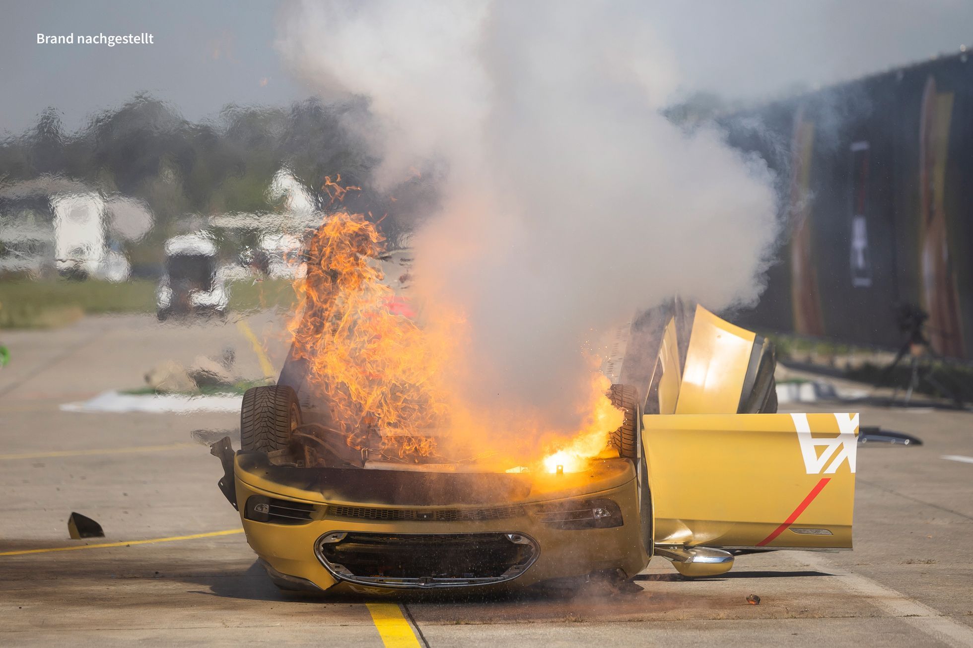 Crashtest elektromobilu, požár elektromobilu