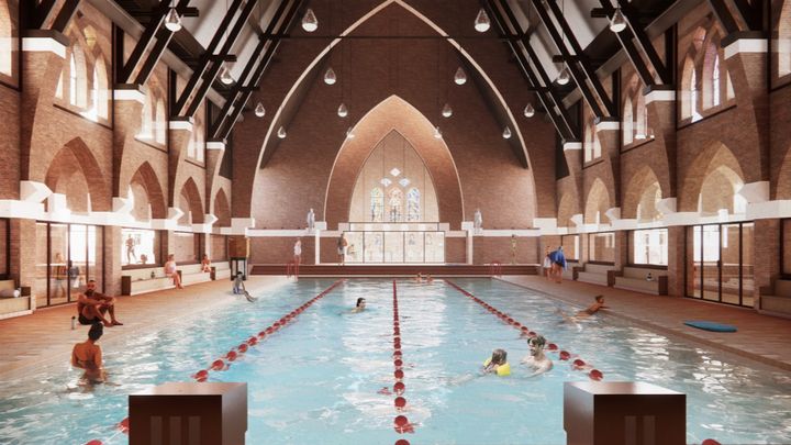 Holy Water. Nizozemský kostel čeká velká proměna, bude v něm bazén a koncertní sál; Zdroj foto: MVRDV