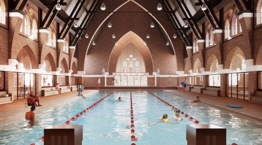 bazén, kostel, Nizozemsko, architektura