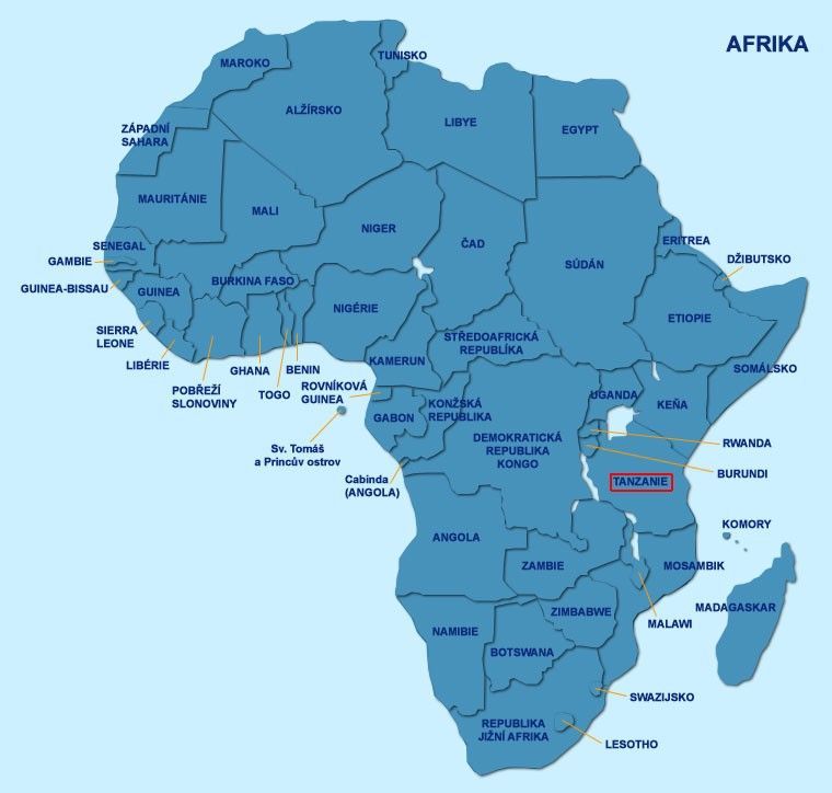 mapa afrika tanzanie