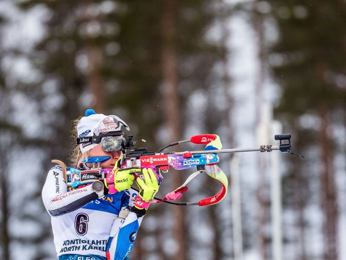 Markéta Davidová ve sprintu SP v Kontiolahti