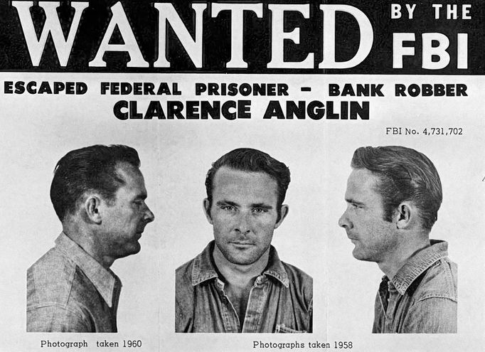 Dobový plakát FBI pátrající po uprchlých vězních z Alcatrazu v roce 1962.