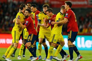 Momentka z utkání Španělsko - Švédsko v kvalifikaci o MS 2022.
