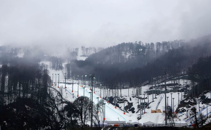 Areál Rosa Chutor nedaleko Krasné Poljany. Zde se budou v roce 2014 konat zimní olympijské hry (Soči).