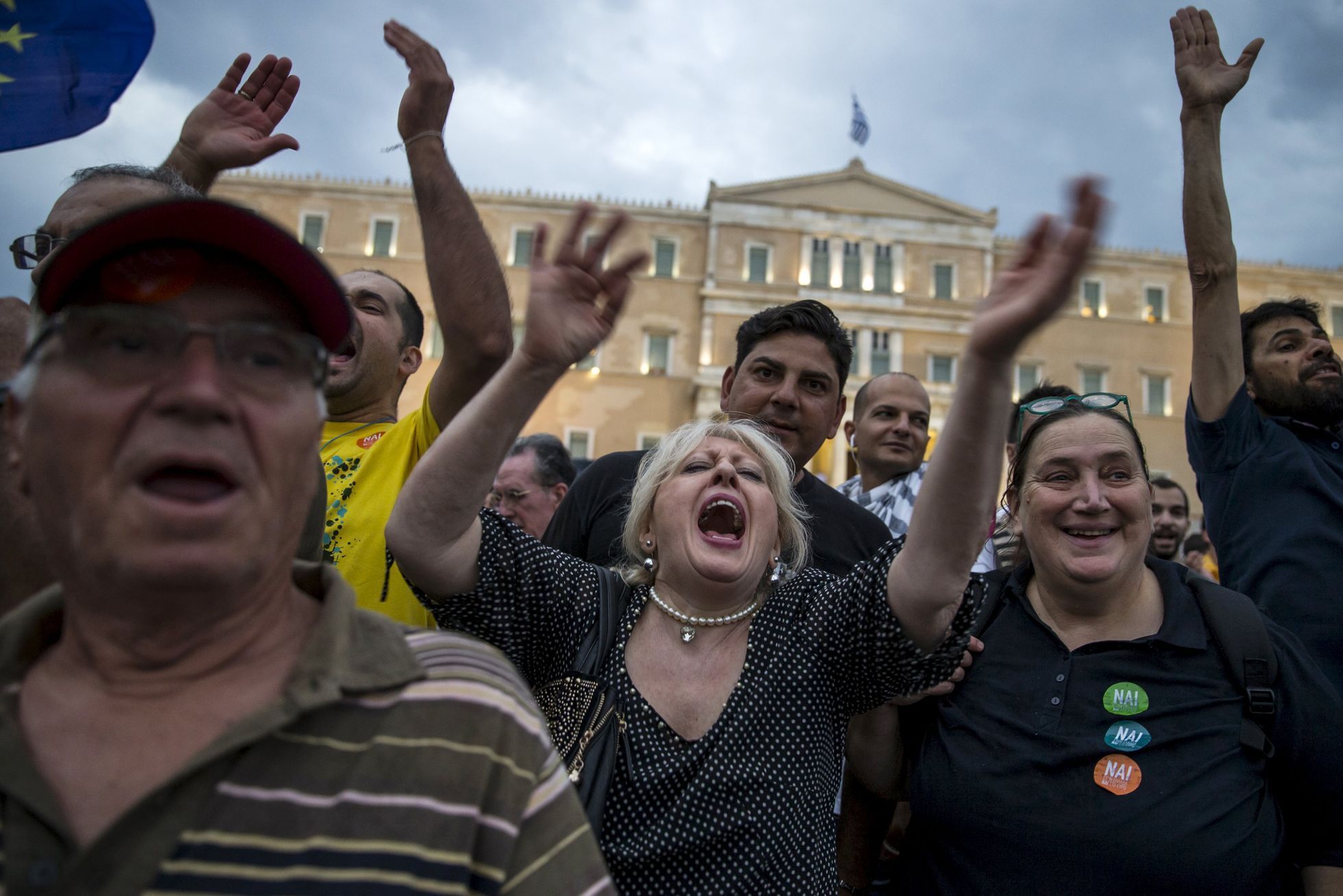 Prounijní demonstrace v Řecku.