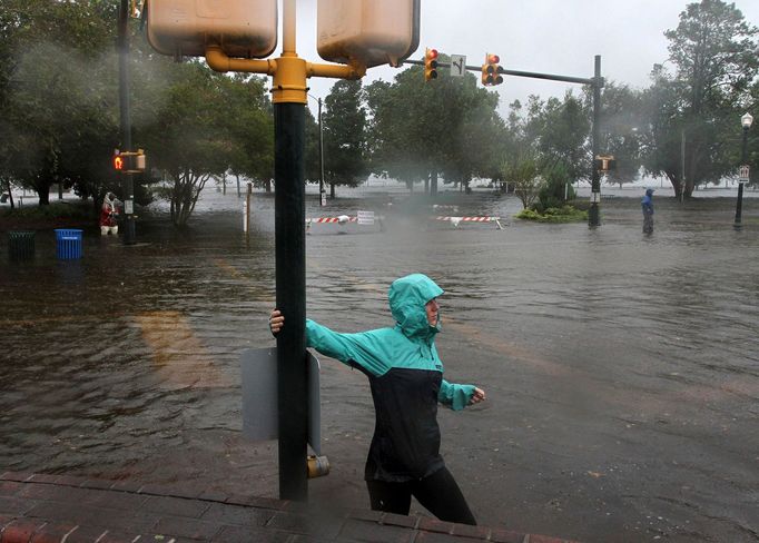 Záplavy ve městě New Bern způsobené hurikánem Florence.