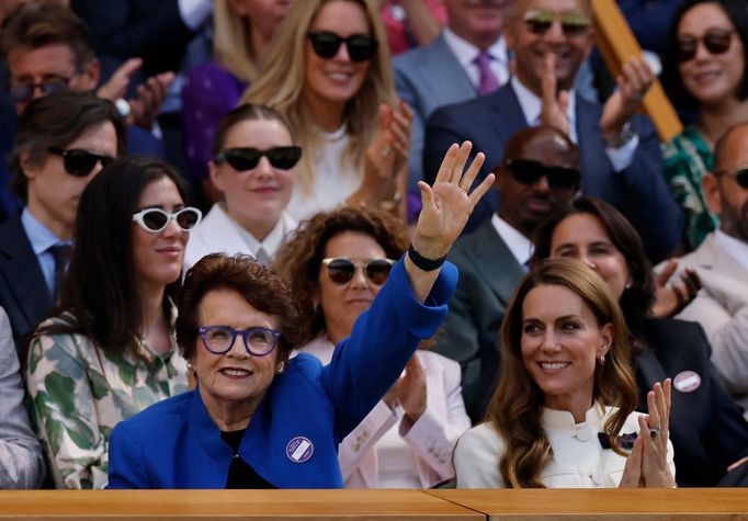 Billie Jean Kingová a princezna Kate na finále Wimbledonu 2025