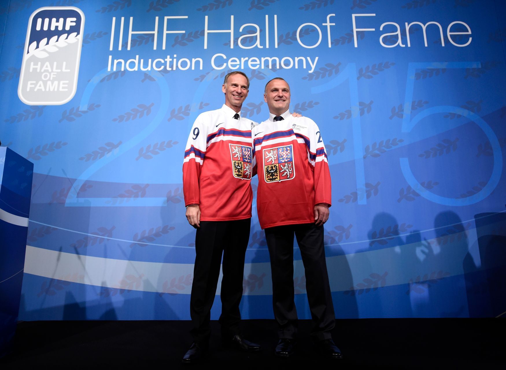 Dominik Hašek a Robert Reichel v Síni slávy IIHF