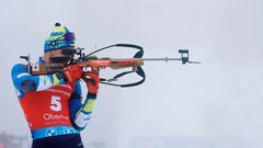 Ukrajinský biatlonista Dmytro Pidručnyj na MS 2023 v Oberhofu