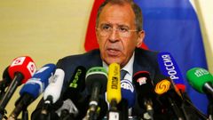 Russian Foreign Minister Lavrov speaks to media after talks on situation in Ukraine in Geneva