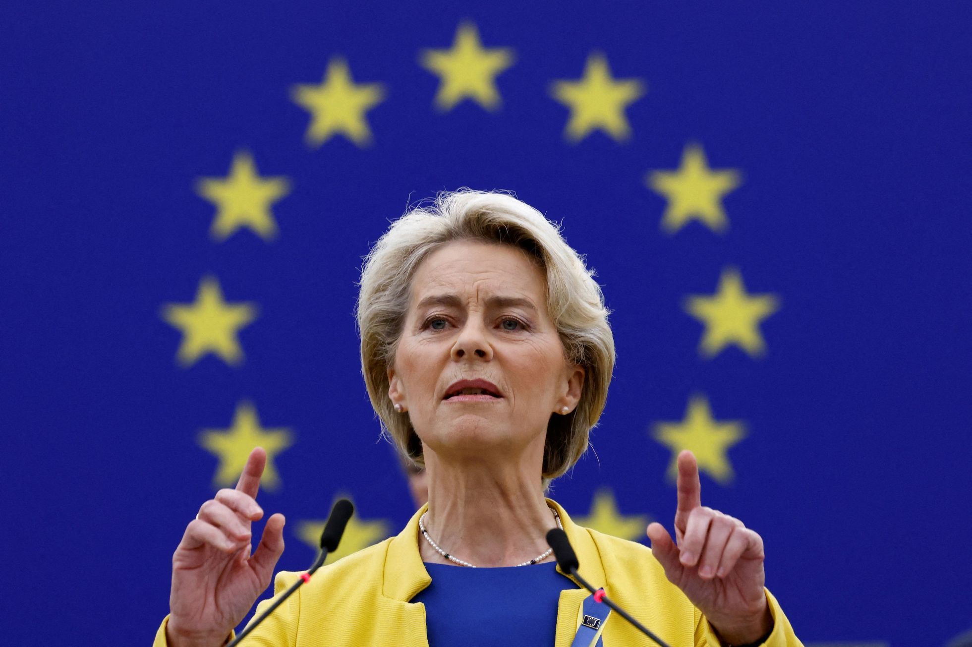 Ursula von der Leyenová během projevu o stavu Evropské unie.
