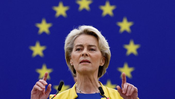Ursula von der Leyenová během projevu o stavu Evropské unie.