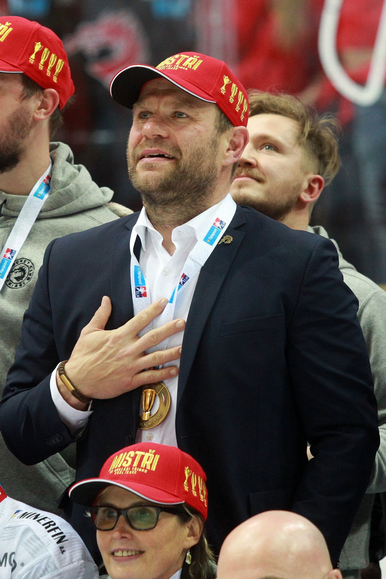 hokej, extraliga 2021/2022, finále, 6. zápas, Sparta - Třinec, oslavy Třince