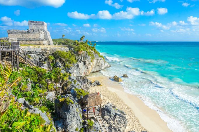 Oblíbené letovisko Tulum v mexickém státě Quintana Roo.