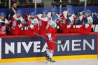 Dominik Kubalík slaví v zápase Česko - Dánsko na MS 2021