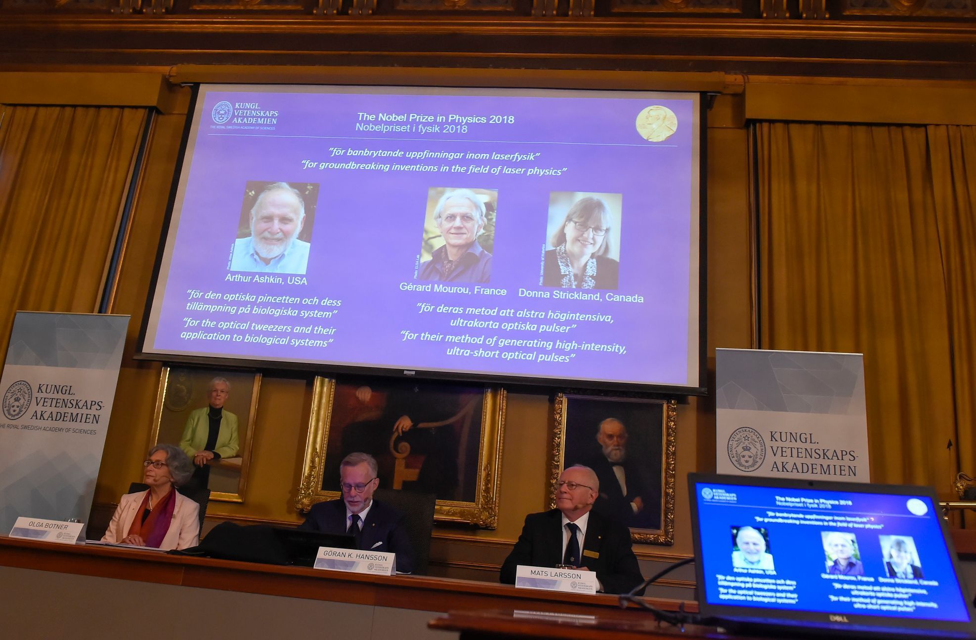 Nositelé Nobelovy ceny za fyziku v roce 2018.