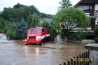 Kunratice u Cvikova, jedna z evakuovaných obcí na Liberecku, v sobotu 7. srpna