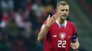 Tomáš Souček slaví gól na 1:1 v zápase kvalifikace ME 2024 Polsko - Česko