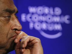 Indický ministr obchodu a průmyslu Kamál Nás na Světovém ekonomickém fóru v Davosu.