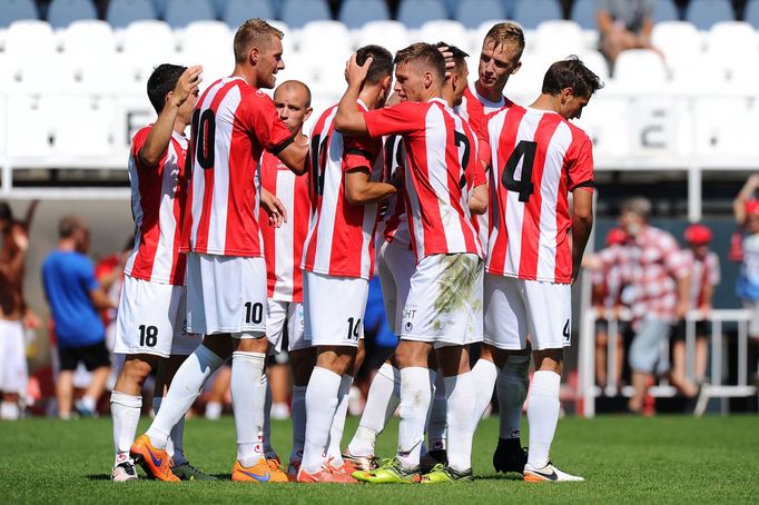 Fotbalisté Viktorie Žižkov, radost, srpen 2016