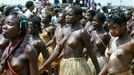 Snímek z ceremonie související s korunovací samozvaného císaře Středoafrické republiky Jeana-Bédela Bokassiho v Banqui. Snímek z 4. prosince roku 1977.