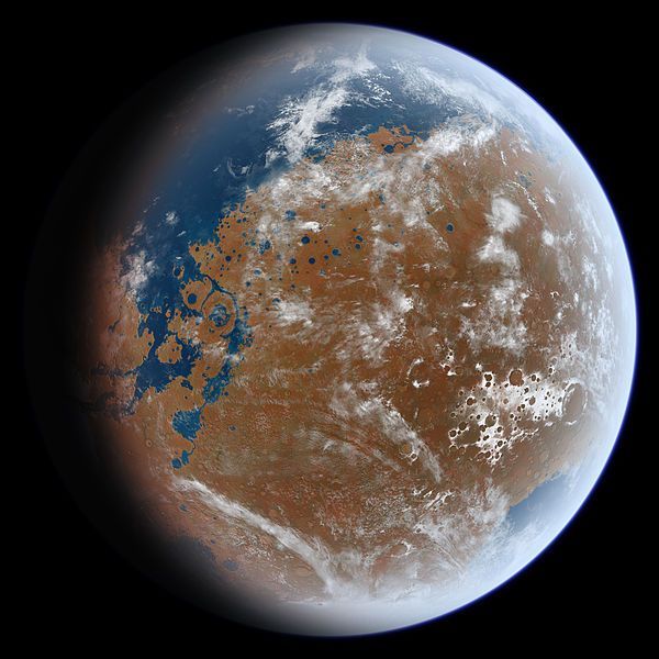 Mars ještě s vodou (vizualizace)