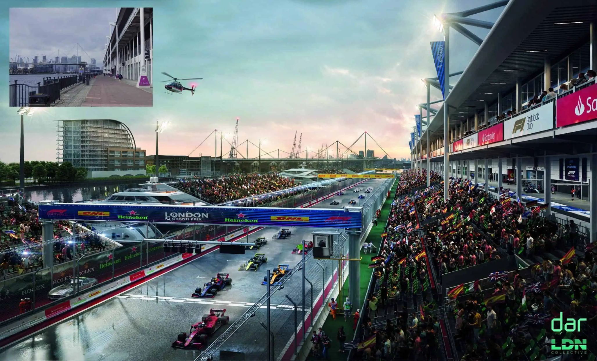 Vizualizace plánovaného okruhu F1 v Londýně