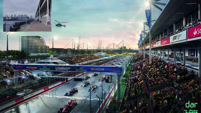 Vizualizace plánovaného okruhu F1 v Londýně