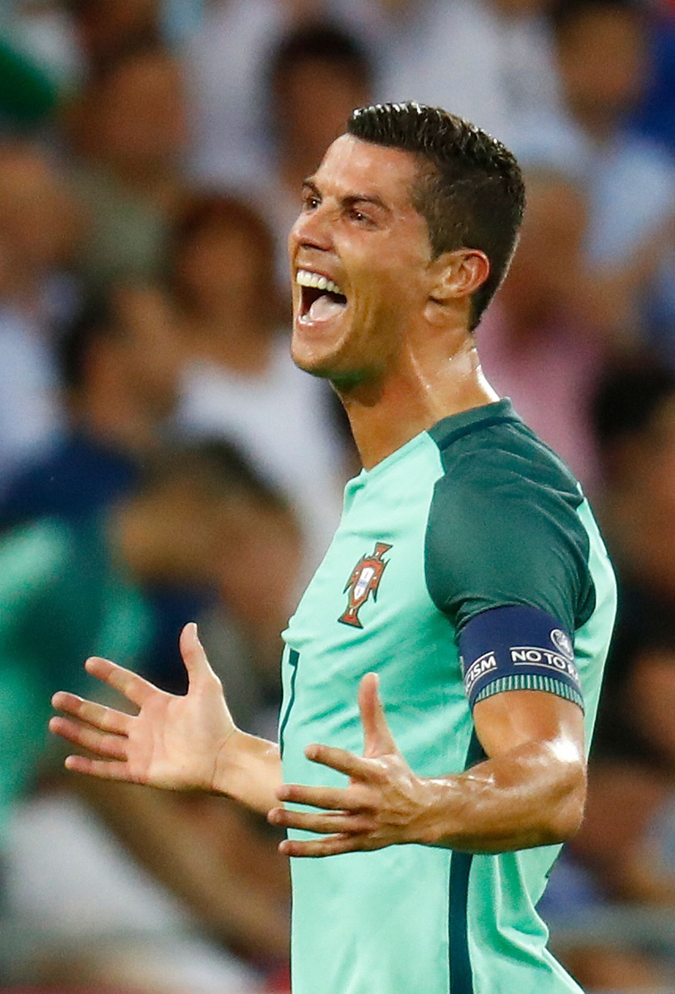 Portugal's Cristiano Ronaldo celebrates at the end of the match
