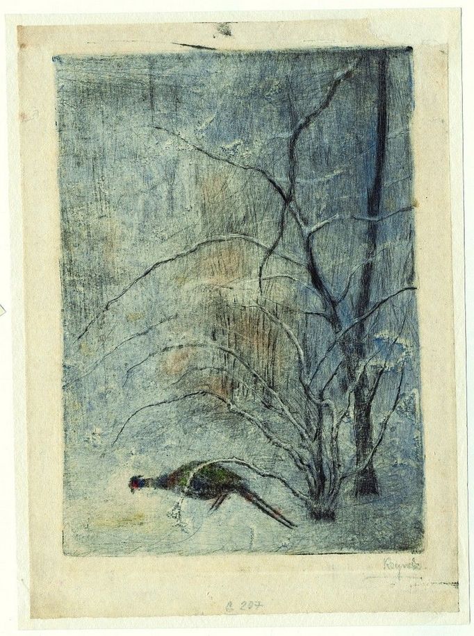 Bohuslav Reynek: Bažant v zimě, 1947