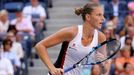 Karolína Plíšková ve čtvrtfinále US Open 2016 s Anou Konjuhovou.