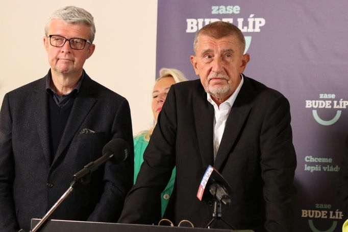 Předseda ANO Andrej Babiš na výjezdním zasedání stínové vlády v Hradci Králové poslední srpnový den roku 2023