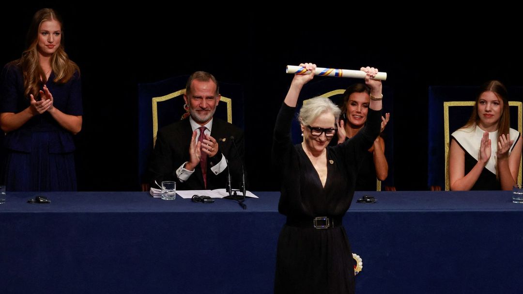 Americká herečka Meryl Streepová převzala ve španělské městě  Oviedo Cenu kněžny asturské (20. října 2023)