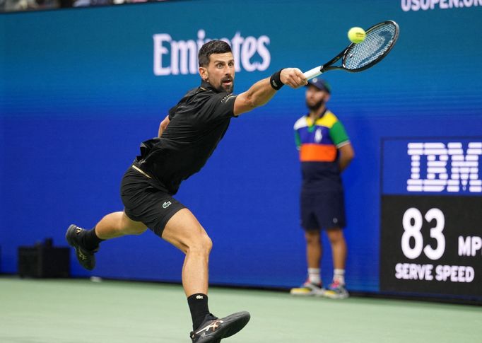 Novak Djokovič v utkání 3. kola US Open 2025