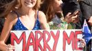 A woman in the crowd waits to meet Britain's Prince Harry during his visit to Sydney's Opera House in Australia