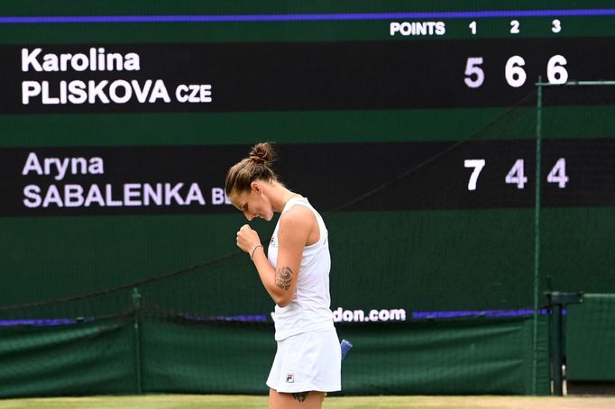 Karolína Plíšková, Aryna Sabalenková, semifinále Wimbledonu 2021