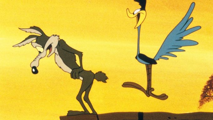 Nový film Coyote vs. Acme o kojotovi Vildovi a ptákovi Uličníkovi (na snímku ze starší grotesky) je napůl animovaný, napůl hraný.