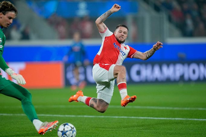 Vasil Kušej v zápase LM Atalanta - Slavia Praha