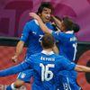 Andrea Pirlo, Daniele De Rossi a Emanuele Giaccherini v utkání Chorvatska s Itálií ve skupině C na Euru 2012
