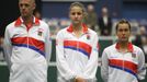 Fed Cup 2017: Petr Pála, Karolína Plíšková a Barbora Strýcová