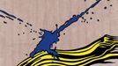 Roy Lichtenstein: Brushstroke with Spatter, 1966. Trochu sofistikovanější je reakce na expresivní abstrakci. Lichtensteina bavilo trávit hodiny a hodiny pečlivou malbou tahu štetce, který vznikl během zlomku vteřiny.