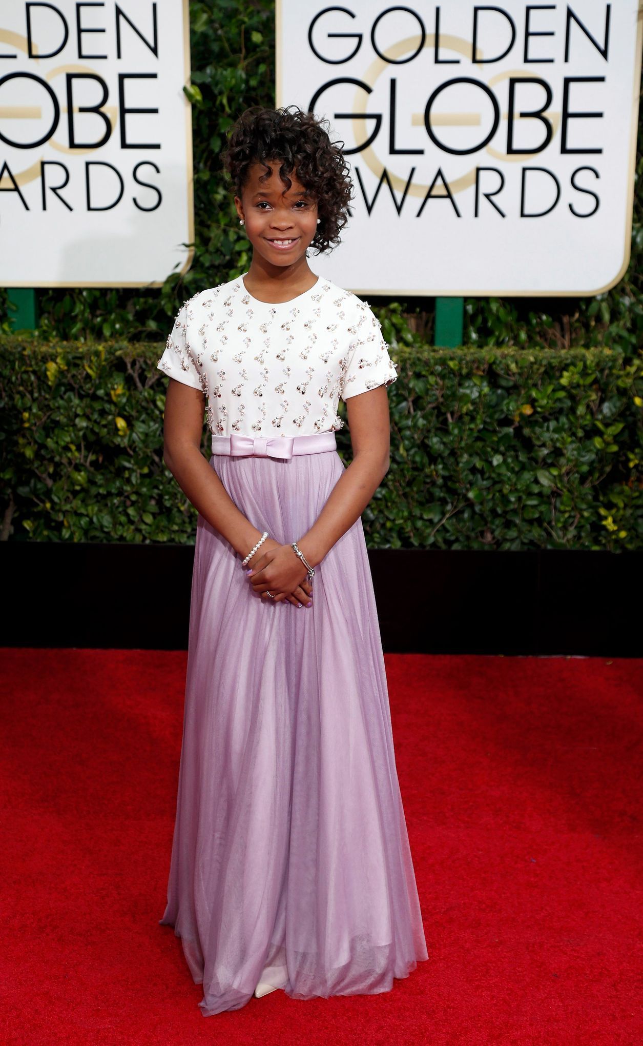 Quvenzhane Wallis arrives at the 72nd Golden Globe Awards in Beverly Hills