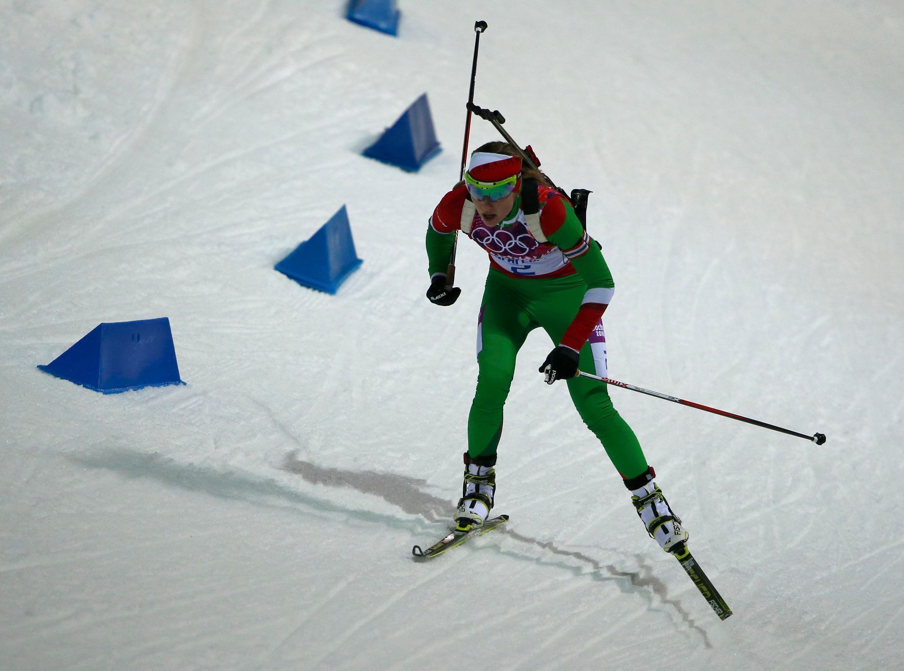 Soči 2014, biatlon hromadný start Ž: Darja Domračevová, Bělorusko