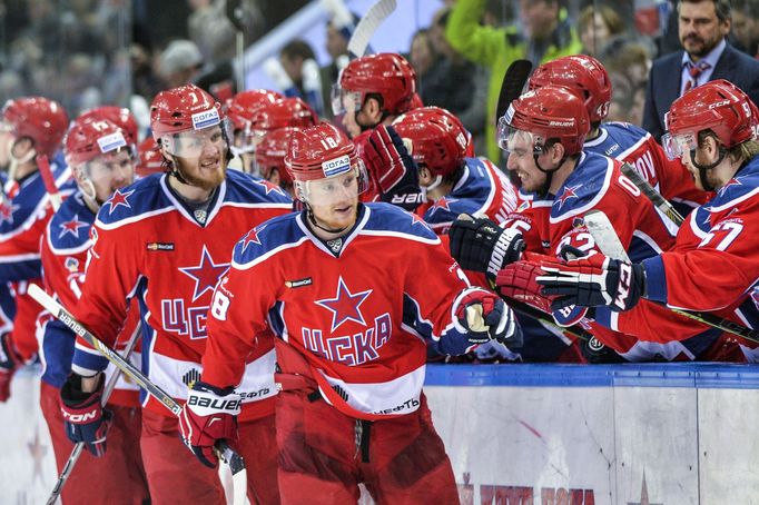 Radost hokejistů CSKA Moskva.