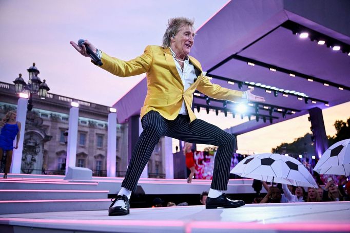 Rod Stewart na oslavách platinového jubilea Alžběty II. v létě 2022.