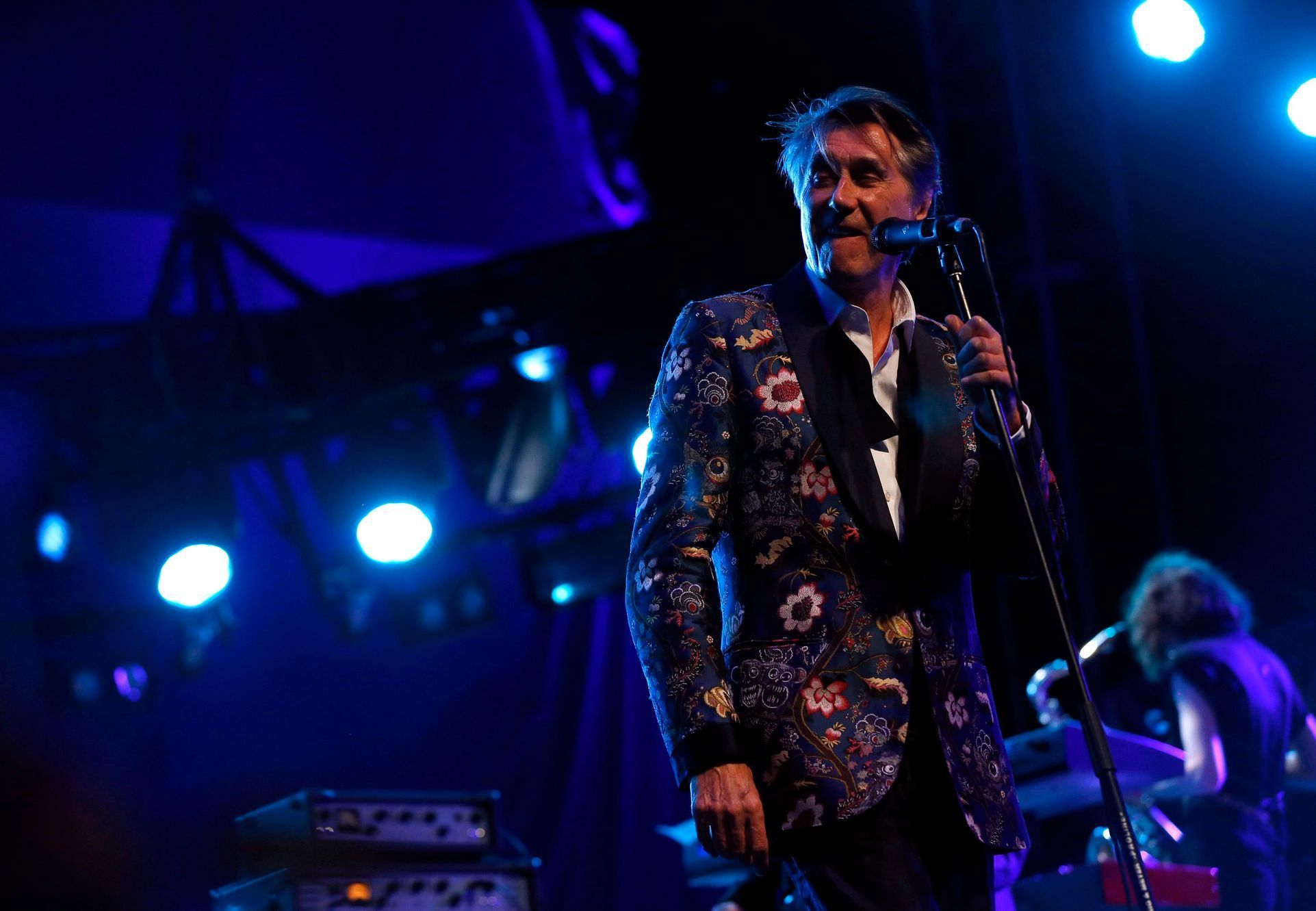 Singer Bryan Ferry performs at the Coachella Valley Music and Arts Festival in Indio, California