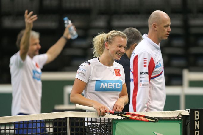 Kateřina Siniaková a Petr Pála před finále Fed Cupu 2018