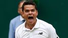 Milos Raonic v semifinále Wimbledonu 2016.