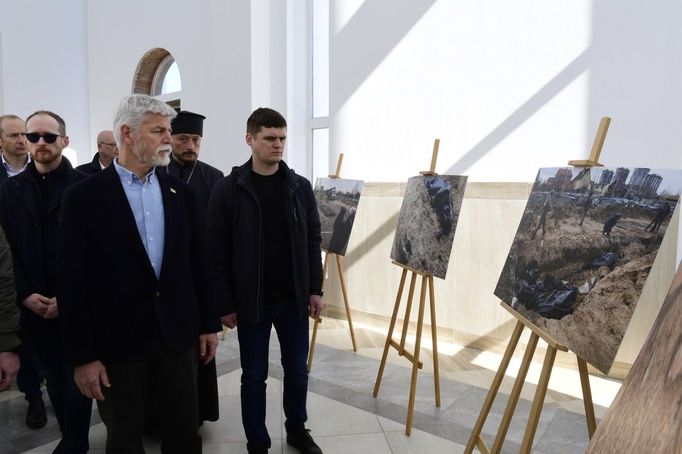 Český prezident Petr Pavel navštívil ukrajinskou Buču.